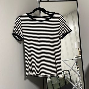 J Crew Perfect fit black and white striped tee